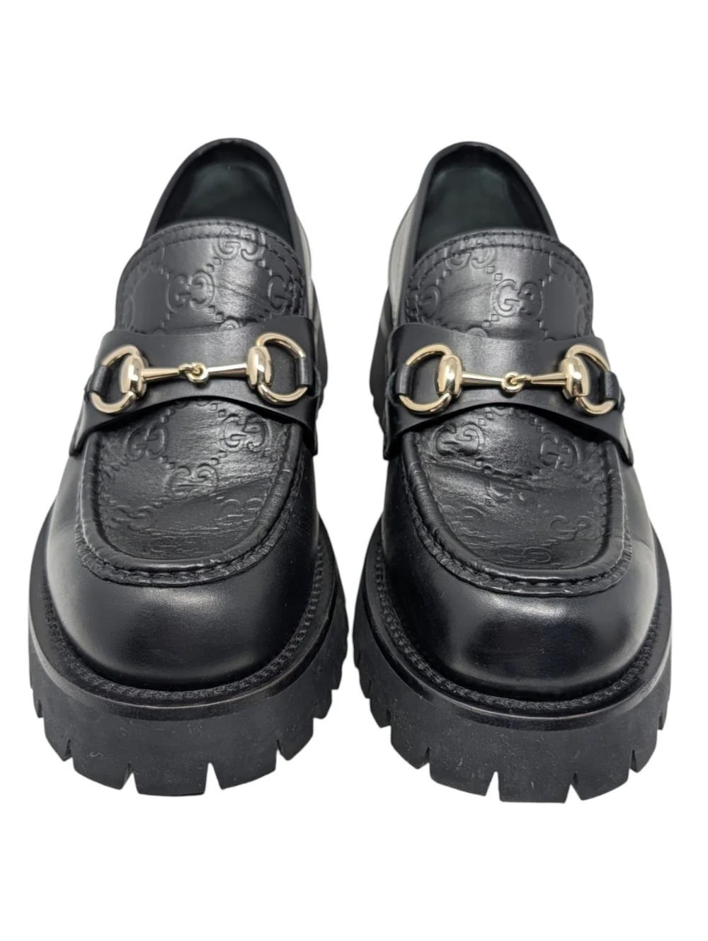 Gucci Horsebit Guccissima Monogram Chunky Lug Sole Loafer Black Leather 38 | 7.5 - Picture 2 of 9